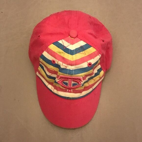 Fan Favorite Kid's Minnesota Twins MLB Pink Striped Baseball Hat - Picture 4 of 13